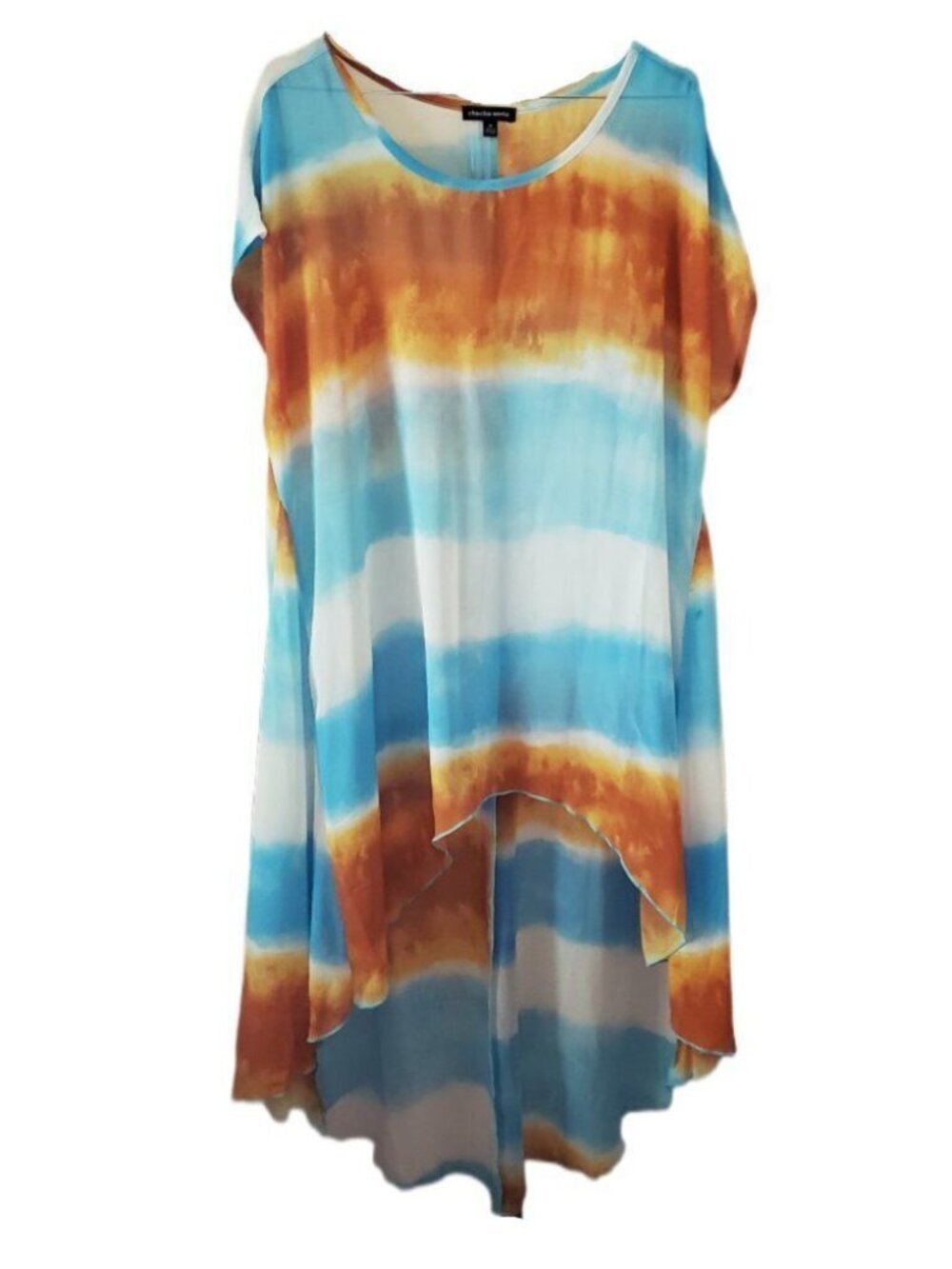 Cha Cha Vente Blue Gold High Lo Swim Coverup